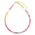 Handmade vibrant rainbow chalcedony abacus bead necklace with adjustable gold chain - Rainbow Abacus Bead Style 22