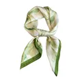 Vintage green floral silk scarf, small square headscarf and elegant neckerchief. - Flower Bud Green