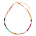 Handmade colorful flat stone bead necklace with rainbow saucer beads and gold adjustable chain - Rainbow Abacus Bead Style 23