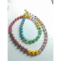 Bohemian rainbow chalcedony beaded necklace with mixed pearls and saucer beads - Colorful Mixed Necklace (51)