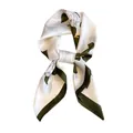 Elegant retro floral silk square scarf with white roses and dark green borders for women - Camellia Green