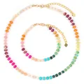 Colorful chalcedony abacus bead necklace and bracelet set with heart charm - Rainbow Abacus Bead Set 25