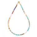Bohemian rainbow necklace featuring colorful abacus beads and a gold clasp for summer - Handmade Rainbow Bead String (53)