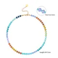 Rainbow beaded necklace with 6mm chalcedony disc beads and gold heart pendant, 40+5cm - Rainbow Abacus Bead Style 26