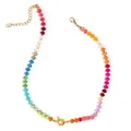 Bohemian rainbow chalcedony flat bead necklace with adjustable gold chain and clasp - Rainbow Abacus Bead Style 27