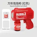 Automatic red electric handheld bubble machine gun toy with solution for kids fun - Square 6-Hole Red (Opp Bag)