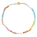 Bohemian rainbow chalcedony abacus bead necklace with gold spring clasp for summer surfing - Handmade Rainbow Saucer Style (款式27)