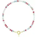 Bohemian colorful chalcedony disc bead necklace with gold spring clasp for women. - Fresh Macaron Bead Chain (款式29)