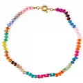 Vibrant bohemian rainbow chalcedony disc bead necklace for women with gold-toned clasp - Gorgeous Rainbow Clavicle Chain (款式32)