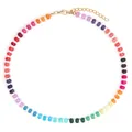 Vibrant rainbow gradient chalcedony abacus bead necklace with adjustable gold-toned chain - Rainbow Abacus Bead Style 33