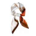 Elegant retro geometric print square silk scarf neckerchief in orange and brown tones - Beige & Orange Outline