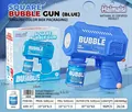 Pistolet à bulles électrique automatique bleu avec solution et boîte d'emballage - Carré 6 Trous Bleu (Boîte)