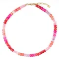 Handmade colorful flat bead chalcedony necklace with gold-toned chain for women - Rainbow Abacus Bead Style 35