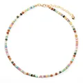 Bohemian colorful chalcedony abacus bead necklace with gold heart charm and extender. - Rainbow Abacus Bead Style 36