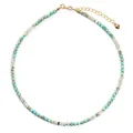 Bohemian style turquoise and white chalcedony flat bead necklace with gold heart charm - Turquoise Abacus Bead Style