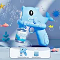 Electric blue dolphin shaped bubble gun toy with a bottle of bubble refill solution - Dolphin Shape Blue (Opp Bag)