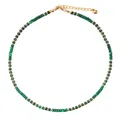 Handmade malachite green flat bead necklace with gold spacers and heart pendant - Malachite Abacus Bead Style