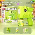 Automatic forest green dinosaur bubble gun toy set with bubble solution and packaging - Dinosaur Engineer Vehicle Green (Boxed)