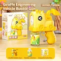 Electric giraffe engineering excavator bubble gun toy in lemon yellow for children - Giraffe Engineer Vehicle Yellow (Boxed)