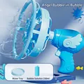 Automatic angel wing electric bubble gun with 230ml refill solution and dipping tray - Angel Wings Bubble In Bubble Blue