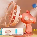 Automatic electric bubble gun in coral pink with 230ml solution and water tray - Submarine Shape Bubble In Bubble Pink