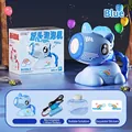 Automatic blue unicorn bubble machine toy set with rechargeable battery and solution - Blue Unicorn Style (Lithium Battery)