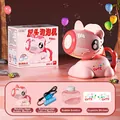 Automatic pink unicorn bubble machine toy with rechargeable battery and bubble solution - Pink Unicorn Style (Lithium Battery)