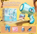 Space-themed electric bubble gun toy set with rechargeable battery and bubble solution - Good Luck 10-Hole Blue (Lithium Battery)