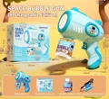 Kit de pistolet à bulles électrique thème espace avec batterie et solution à bulles - Bonne Chance 10 Trous Bleu (Batterie au Lithium)