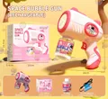 Set de pistolet à bulles rose thème espace avec solution et batterie rechargeable - Bonne Chance 10 Trous Rose (Batterie au Lithium)