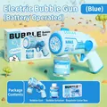 Blue electric automatic bubble gun toy set with soap solution and exquisite packaging box - Tech 10-Hole Blue