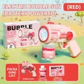 Pistolet à bulles automatique rose électrique avec sa solution à bulles et boîte - Tech 10 Trous Rose