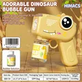 Pistolet à bulles automatique dinosaure jaune électrique avec recharge pour enfants - Dinosaure Mignon Jaune (Sac Opp)