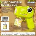 Pistolet à bulles automatique dinosaure vert pour enfants avec solution de recharge - Dinosaure Mignon Vert (Sac Opp)