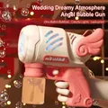 Pink and white angel wing automatic bubble gun variant for kids wedding parties - Wedding Angel Wings Bubble Machine Pink