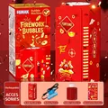 Kit de machine à bulles automatique rouge festif avec batterie, liquide et stickers - Style Feu d'Artifice de Mariage Carré (Rechargeable)