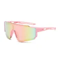Pink splatter kids' sports cycling sunglasses with iridescent rainbow mirror lens - Pink Frame Pink Mirrored Lens