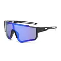 Children's outdoor cycling sunglasses with colorful splatter frame and mirrored lenses. - Black Frame Blue Mirror Lens