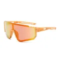 Bright orange splatter frame kids cycling sunglasses with red mirror shield lens - Yellow Frame Red Mirrored Lens