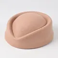 Elegant peach wool pillbox stewardess hat for flight attendant costumes and shows - Air Hostess Hat (Plain) / Camel