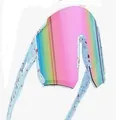 Kids sports cycling sunglasses with rainbow lens and red paint splatter frame - Blue Frame Pink Lens