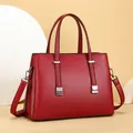 Elegant large capacity red leather tote bag for women's professional office commute - 30*13*21cm / Red