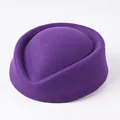 Classic purple wool felt pillbox hat for stewardess uniforms and stage performance - Air Hostess Hat (Plain) / Purple