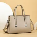 Elegant tan commuter tote bag for women with silver buckles and detachable strap. - 30*13*21cm / Khaki