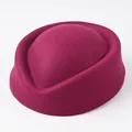 Elegant magenta woolen felt stewardess pillbox hat for formal performance - Air Hostess Hat (Plain) / Burgundy