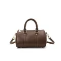 Elegant brown Boston pillow bag for women featuring stylish contrast stitching details - Brown