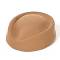 Elegant camel woolen pillbox hat stewardess flight attendant uniform performance cap - Air Hostess Hat (Plain) / Khaki