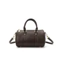 Sophisticated dark brown faux leather Boston pillow bag with gold-tone hardware - Brown