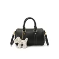 Elegant black Boston pillow bag for women featuring a stylish dog charm accessory - Black With Pendant