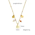 Collana dorata dettagliata con ciondoli stella, perla e fiore, lunghezza 40+5cm totale - Stile Moneta Fiore (YTN250905)
